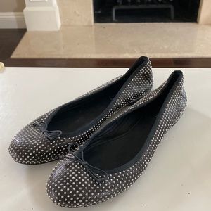 Saint Laurent Paris Black leather ballet shoes